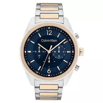 Calvin Klein Two-Tone Steel Blue Dial Chronograph Men's Watch - 25200265 • $319