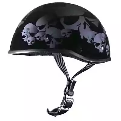 Crazy Als WORLD'S SMALLEST LIGHTEST SOA DOT Gloss Black Skull Nation Half Helmet • $119.99