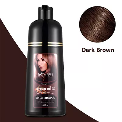 3 In 1 Instant Hair Dye Shampoo Natural Plant Essence With Argan Oil 500ML US • £11.69