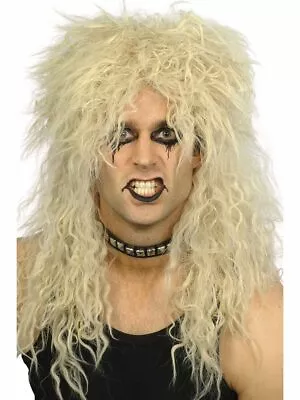 Mens Long Blonde Rocker Wig Rock And Roll Hair Costume Punk Grunge Band Adult • $19.99