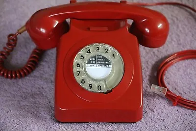 Vintage GPO 746 RED Dial Telephone Working BT Dated 1970's • £48