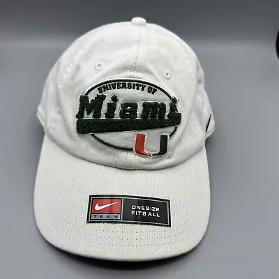 Miami Hurricanes Nike Team Hat Cap White Snapback Adjustable NCAA College OSFA • $24.99