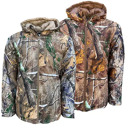 Mens Camouflage Padded Jacket Hunting Hiking Fishing Hooded Outdoor Army Jungle • £31.49