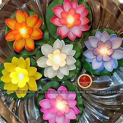 Diwali Water Sensor Floating Multicolor LED Lotus Candle Diya (6 Pcs ) Lamps | • $28