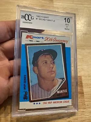 Mickey Mantle BCCG 10 K-Mart Man Cave Collector Card 1982 HIGH-END Case Scuffed • $296