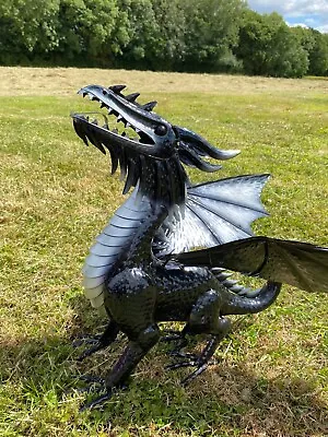 ECHO THE DRAGON Metal Garden Dragons Fantasy Ornament Sculpture Outdoors • £59.99