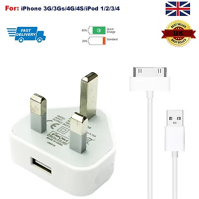 Genuine CE Plug Cable Charger Lead For Apple IPhone 44S3GSiPod  • £2.50