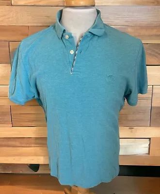 Burberry Brit Polo Shirt Mens Sz XL Blue Short Sleeve Nova Check Casual Preppy • $39.93