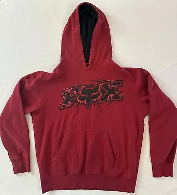 Vintage Fox Racing Hoodie Y2K 2000’s Pullover Fleece Lined Red Mens Size Large • $34.95