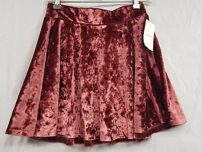 NWT Nordstrom Crushed Velvet Skater Swing Skirt Girl Size X Large 14/16 Red • $17.85