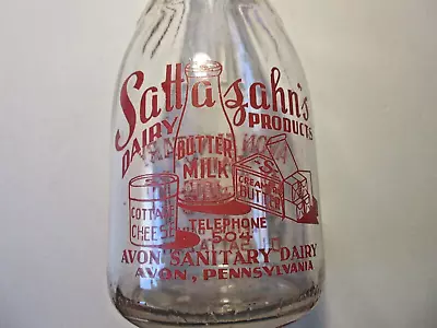 Quart Milk Bottle Avon Sanitary Dairy D.l. Sattazahn Avon Pa (damage) • $9.99