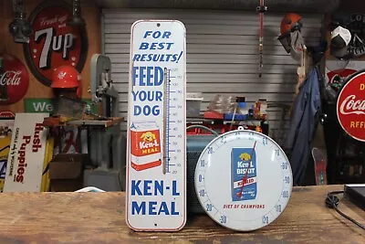 Two Vtg Ken-l-ration Dog Food Advertising Thermometers • $950