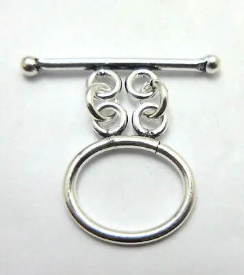6 Set 18x28mm Toggle Clasp 2 Strand Antique Sterling Silver Plated 582 Mtt-154 • $6.99