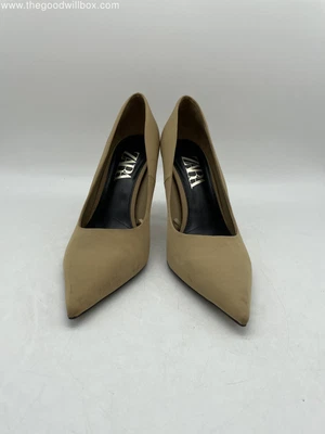 $12 • Buy Zara Womens Beige Pointed Toe Slip On Stiletto Pump Heels Size EU 38