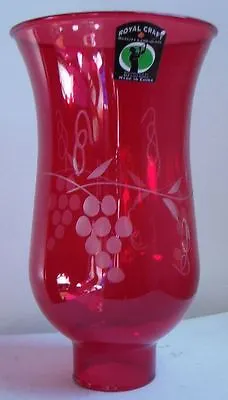 Cranberry Grapes Glass Hurricane Lamp Shade Chandelier Light 3 1/2 X6 1/2  #740 • $33.95