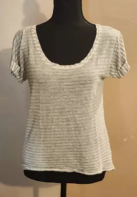 #255 Maurices Girl's S Gray Tunic Top Cuffed Short Sleeves Sheer Pullover Casual • $5.55