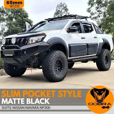 Slimline Pocket Style Matte Black Navara NP300 Smooth Fender Flares 65mm Wide • $349