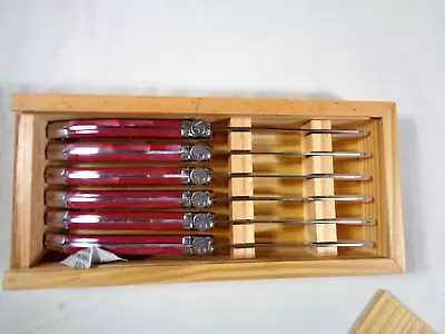 Wolfgang Puck 6-piece Steak Knife Set With Wooden Gift Box Nice Condition • $29.95