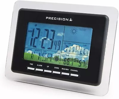 Precision Radio Controlled Color Alarm Clock Weather Station Temperature Sensor • £17.99