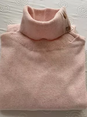 £19.99 • Buy Country Casual Cashmere Angora Cotton Mixed Baby Pink Roll Neck Jumper Size M VG