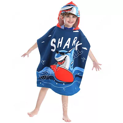 Hooded Cotton Towel Kids Boys Girls Toddler Soft Poncho Bath Beach Swiming Pool • £7.99