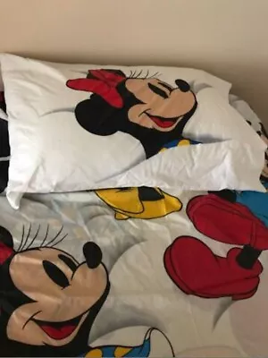 Walt Disney Twin Sheet Set Mickey Mouse Minnie Mouse Vintage  • $12.50