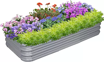 Galvanized Raised Garden Bed Kit Outdoor Metal Vegetables Planter Box 4x2x1 Ft • £50.88