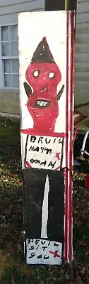 DEVIL HATE MAN Outsider Folk Art Painting By  GA Visionary Artist R. A. MILLER • $795