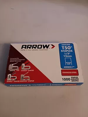 Arrow T50 1/2 Stainless Steel  Staples 1000 Count NEW • $14.49