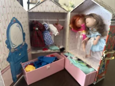 MADELINE 1999 Eden Doll House Wardrobe/ Carrying Case 2 Dolls 8  + Clothes Lot • $54