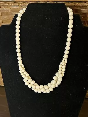 Vintage Twisted 3-Strand Faux Pearl Necklace White 17.5” EUC • $9.99