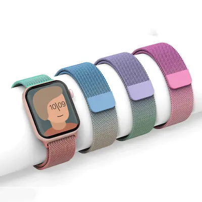 $13.29 • Buy 2 Pack Magnetic Milanese Loop Wristwatch Strap For Apple Watch Series SE 7 6 5 4