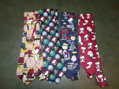 NICE Vintage Lot Of 4 Men's PEANUTS CARTOON Neck Ties 80s 90s Retro Neckties • $19.99