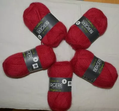£57 • Buy 5X25g Bergere De France Angora Rouge 20094 70% Angora 30% Merino 125g France 