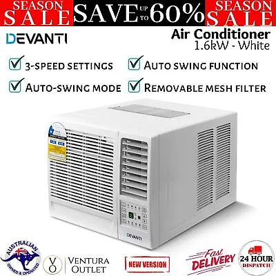 $392.91 • Buy Devanti 1.6kW Window Air Conditioner W/o Reverse Cycle Wall Box Fan Cooler White