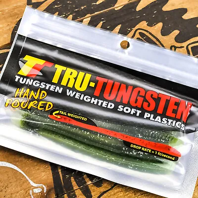 $7.98 • Buy TRU TUNGSTEN Dart Reverse Tail Weighted Finesse Soft Plastic Worm 5  8ct - 7-UP