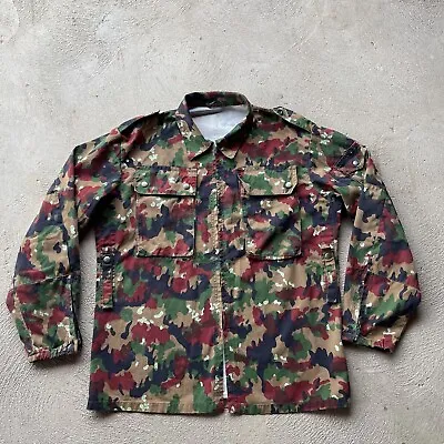 Vintage Military Jacket Large Swiss Army Alpenflage Camo Zip Up M83 Uniform • $39.88