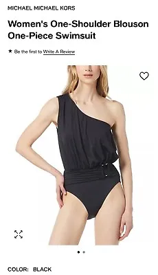 Michael Kors Women's One-Shoulder Blouson One-Piece Swimsuit 12 Black • $35