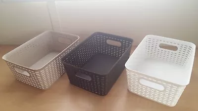 £6.14 • Buy Rattan Medium Style Storage Basket Assorted Colours Beige Brown White Cheap!