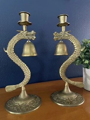 $60 • Buy Vintage Brass Dragon Candle Holder