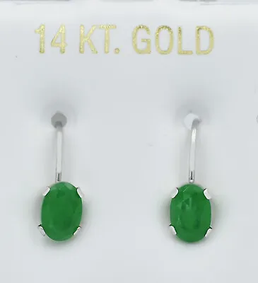 GENUINE 1.92 Cts EMERALD DANGLING EARRINGS 14K WHITE GOLD ** Free Appraisal  • $193.21