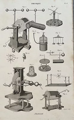 Antique 1852 Engraving French Print Mechanical Figures Steam Punk Electricity • $19.75