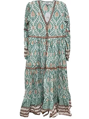 Nwt Ibiza Vintage Sz S Floral  Cotton Bohemian  Maxi Dress • $90