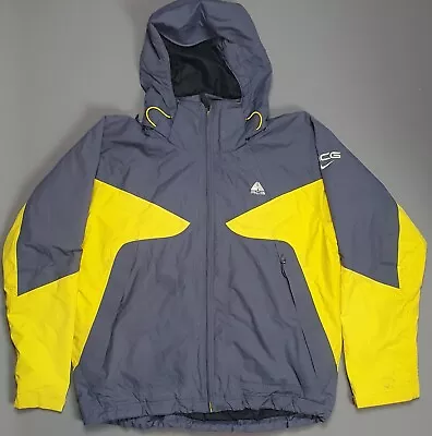 Vintage Nike ACG Jacket Grey Yellow All Conditions Gear Utility Gorpcore Medium • $113.67