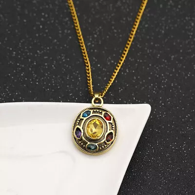 Vintage Thanos Fist Pendant Necklace For Men Crystal Chain Necklace Cos Jewelry • $3.41
