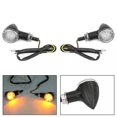 Universal Small Bullet Motorcycle Turn Signal Blinker Indicator Lights Black US • $18.69