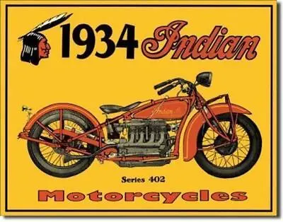 Big 40x31 Cm 1934 INDIAN MOTORCYCLE Pub Retro Garage Tin Metal Sign Man Cave Bar • $20.66