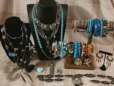 Lot Of 50+ Southwestern Style Jewelry Items Cookie Lee J. Crew NY Turquoise  • $51.99