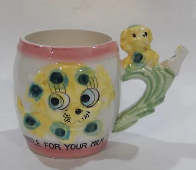 Vintage WHISTLE FOR YOUR MILK Anthropomorphic Google Eye Dog Child's WHISTLE MUG • $69