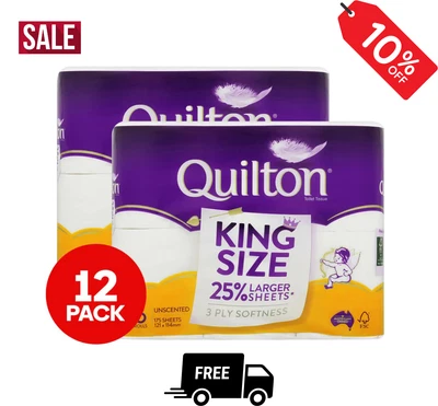 $17.89 • Buy 2 X 6pk Quilton King Size Toilet Paper Bath Tissue Rolls Soft Thick Absorbent